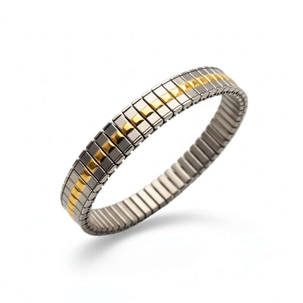 Two-Tone Stretch Bracelet - Silver and Gold